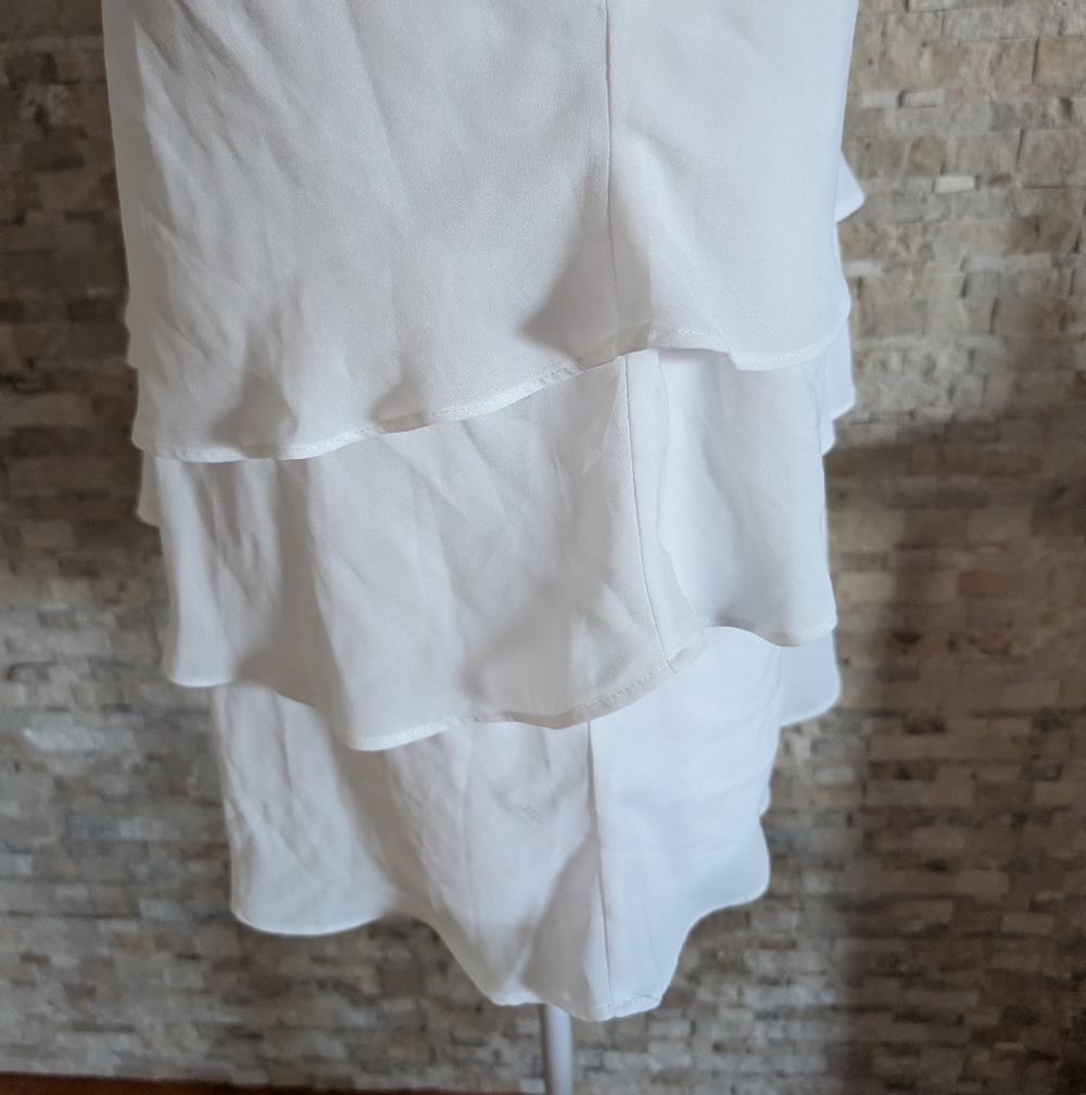 White Going Out Top Halter Tiered Cami Bridal Shower Coastal Cowgirl Y2K L image 3